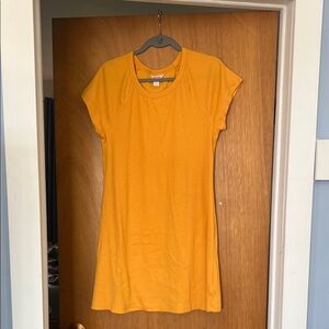 Joe Fresh Ribbed Short Sleeve Dress in Mustard